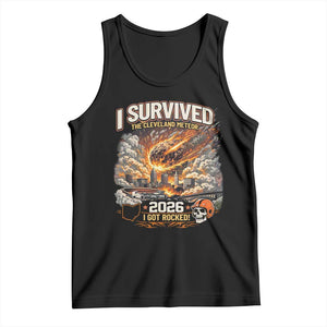 I Survived The Cleveland Meteor 2026 Tank Top Funny Ohio Apocalypse Meme Vintage Football Fan Humor TS02 Black Print Your Wear