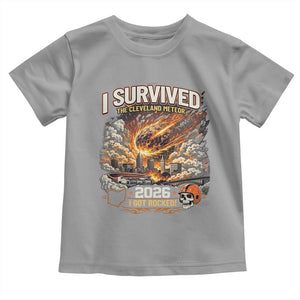 I Survived The Cleveland Meteor 2026 Toddler T Shirt Funny Ohio Apocalypse Meme Vintage Football Fan Humor TS02 Sport Gray Print Your Wear