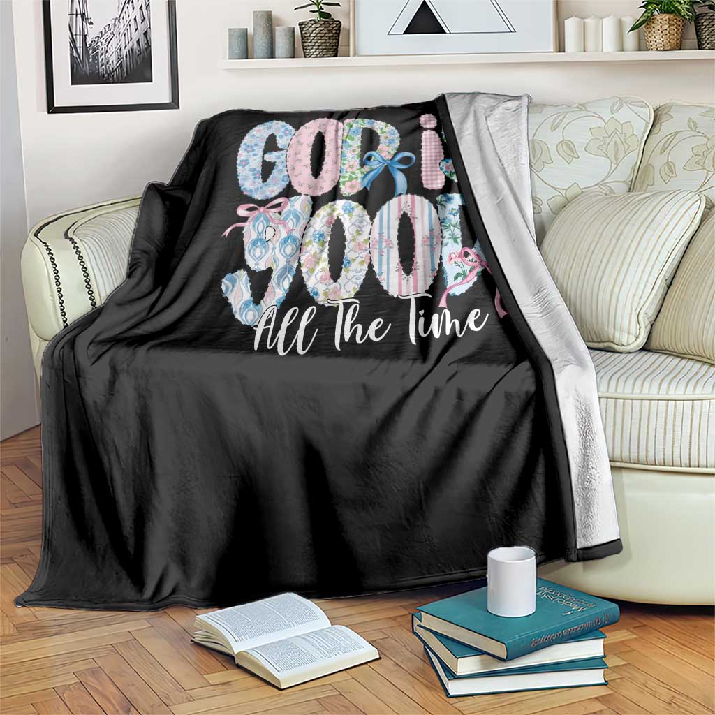 God Is Good All The Time Coquette Christian Faith Throw Blanket Floral Patchwork Aesthetic Bow Cute Religious Gift TS02 Print Your Wear