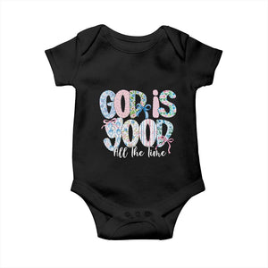 God Is Good All The Time Coquette Christian Faith Baby Onesie Floral Patchwork Aesthetic Bow Cute Religious Gift TS02 Black Print Your Wear