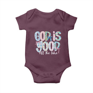 God Is Good All The Time Coquette Christian Faith Baby Onesie Floral Patchwork Aesthetic Bow Cute Religious Gift TS02 Maroon Print Your Wear