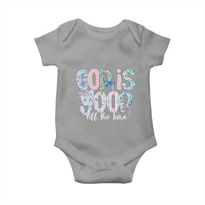 God Is Good All The Time Coquette Christian Faith Baby Onesie Floral Patchwork Aesthetic Bow Cute Religious Gift TS02 Sport Gray Print Your Wear