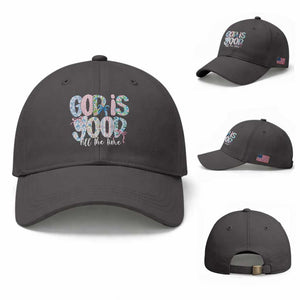 God Is Good All The Time Coquette Christian Faith Baseball Cap Floral Patchwork Aesthetic Bow Cute Religious Gift TS02 Baseball Cap Universal Fit Dark Gray Print Your Wear