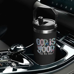 God Is Good All The Time Coquette Christian Faith Flip Straw Tumbler Floral Patchwork Aesthetic Bow Cute Religious Gift TS02 Print Your Wear