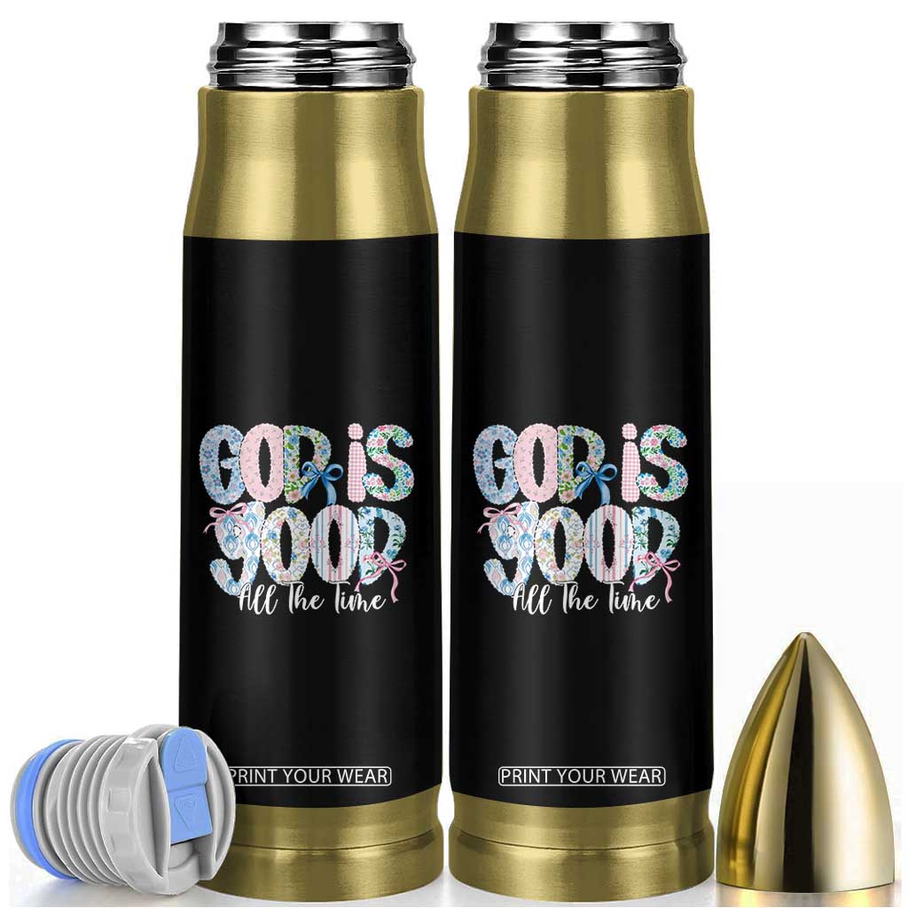 God Is Good All The Time Coquette Christian Faith Bullet Tumbler Floral Patchwork Aesthetic Bow Cute Religious Gift TS02 Black Print Your Wear
