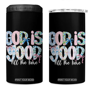 God Is Good All The Time Coquette Christian Faith 4 in 1 Can Cooler Tumbler Floral Patchwork Aesthetic Bow Cute Religious Gift TS02 One Size: 16 oz Black Print Your Wear