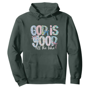 God Is Good All The Time Coquette Christian Faith Hoodie Floral Patchwork Aesthetic Bow Cute Religious Gift TS02 Dark Forest Green Print Your Wear