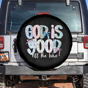God Is Good All The Time Coquette Christian Faith Spare Tire Cover Floral Patchwork Aesthetic Bow Cute Religious Gift TS02 No hole Black Print Your Wear