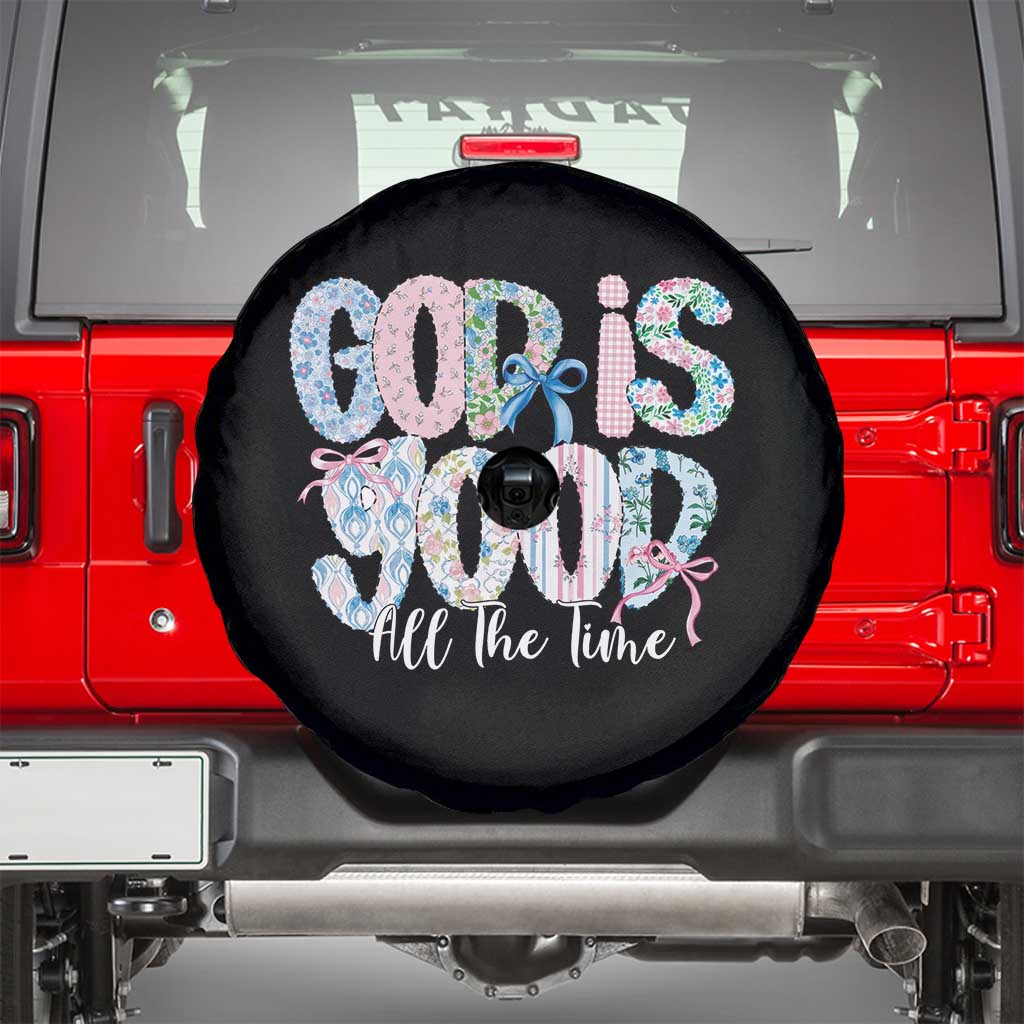 God Is Good All The Time Coquette Christian Faith Spare Tire Cover Floral Patchwork Aesthetic Bow Cute Religious Gift TS02 Black Print Your Wear