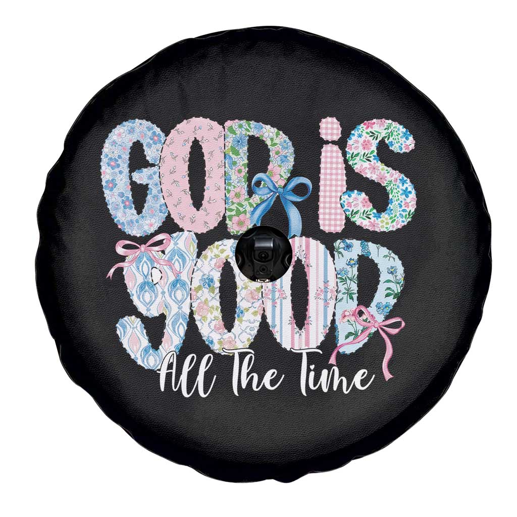 God Is Good All The Time Coquette Christian Faith Spare Tire Cover Floral Patchwork Aesthetic Bow Cute Religious Gift TS02 Print Your Wear