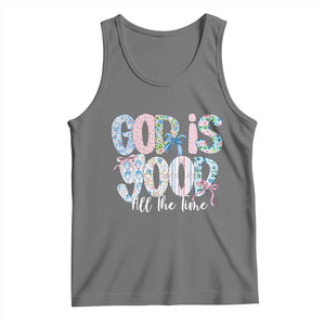 God Is Good All The Time Coquette Christian Faith Tank Top Floral Patchwork Aesthetic Bow Cute Religious Gift TS02 Black Heather Print Your Wear