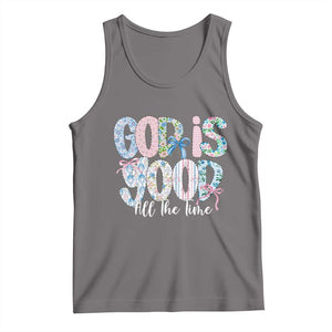 God Is Good All The Time Coquette Christian Faith Tank Top Floral Patchwork Aesthetic Bow Cute Religious Gift TS02 Deep Heather Print Your Wear