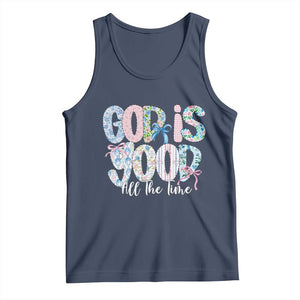 God Is Good All The Time Coquette Christian Faith Tank Top Floral Patchwork Aesthetic Bow Cute Religious Gift TS02 Navy Print Your Wear