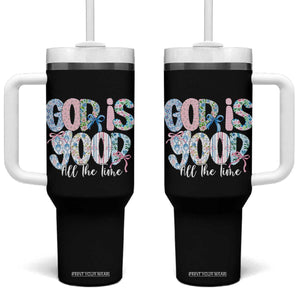 God Is Good All The Time Coquette Christian Faith Tumbler With Handle Floral Patchwork Aesthetic Bow Cute Religious Gift TS02 One Size: 40 oz Black Print Your Wear