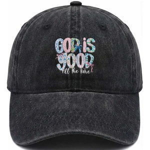 God Is Good All The Time Coquette Christian Faith Washed Cotton Baseball Cap Floral Patchwork Aesthetic Bow Cute Religious Gift TS02 Print Your Wear