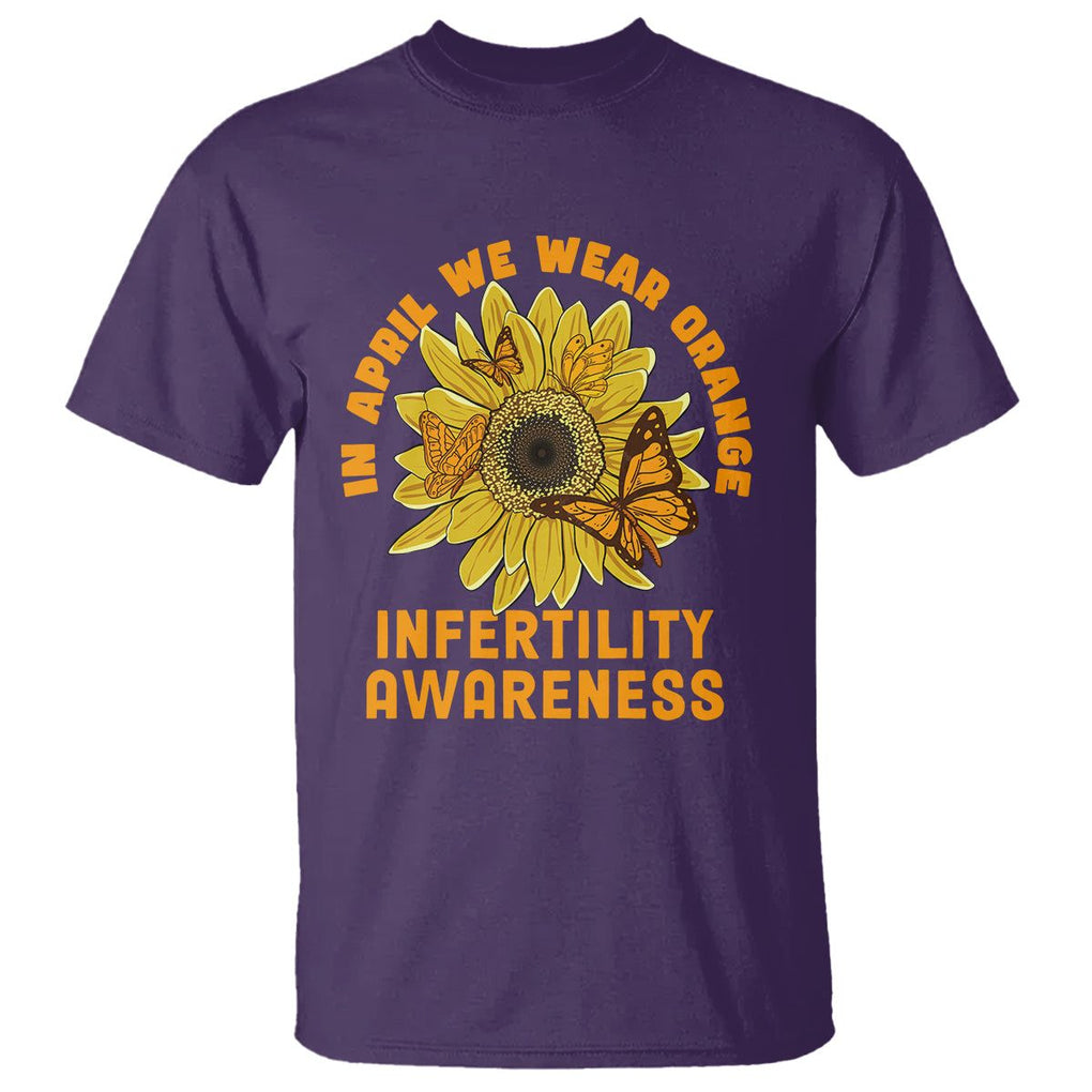 Infertility Awareness T Shirt In April We Wear Orange IVF Week Support TS02 Purple Printyourwear