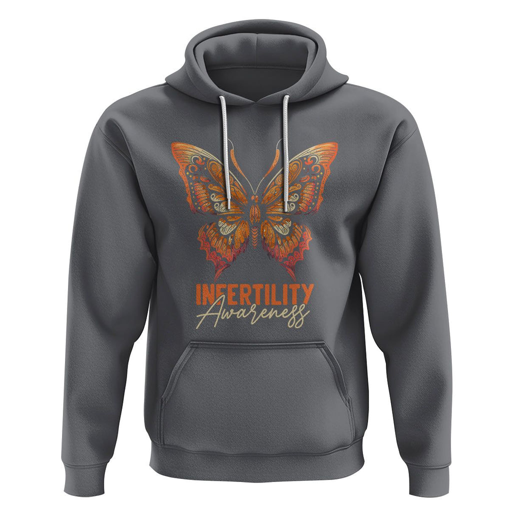 Infertility Awareness Hoodie IVF Orange Week Support Squad Butterfly TS02 Charcoal Printyourwear