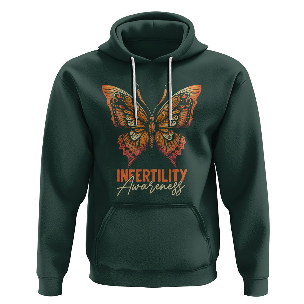 Infertility Awareness Hoodie IVF Orange Week Support Squad Butterfly TS02 Dark Forest Green Printyourwear
