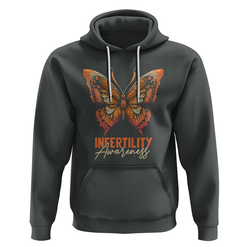Infertility Awareness Hoodie IVF Orange Week Support Squad Butterfly TS02 Dark Heather Printyourwear