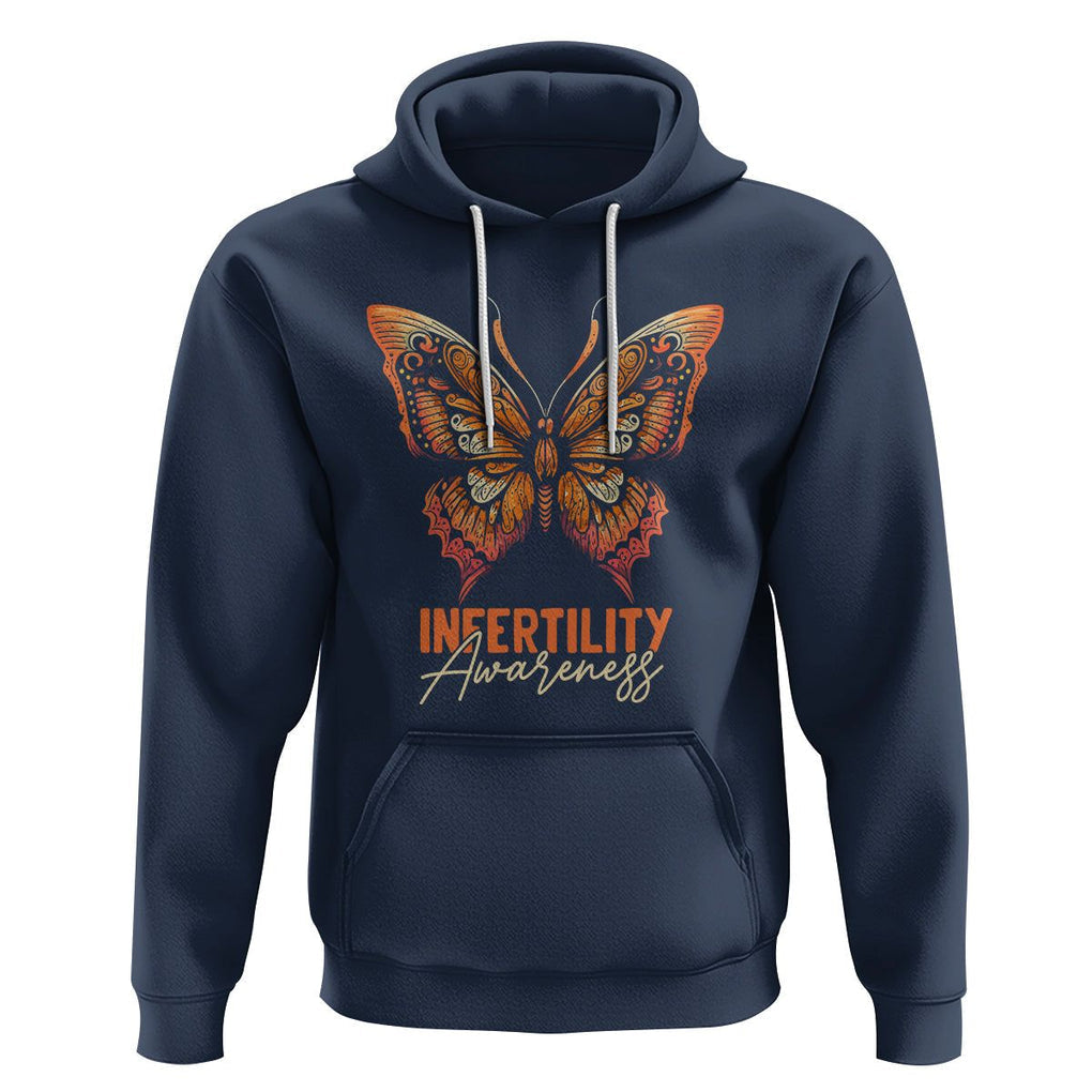 Infertility Awareness Hoodie IVF Orange Week Support Squad Butterfly TS02 Navy Printyourwear
