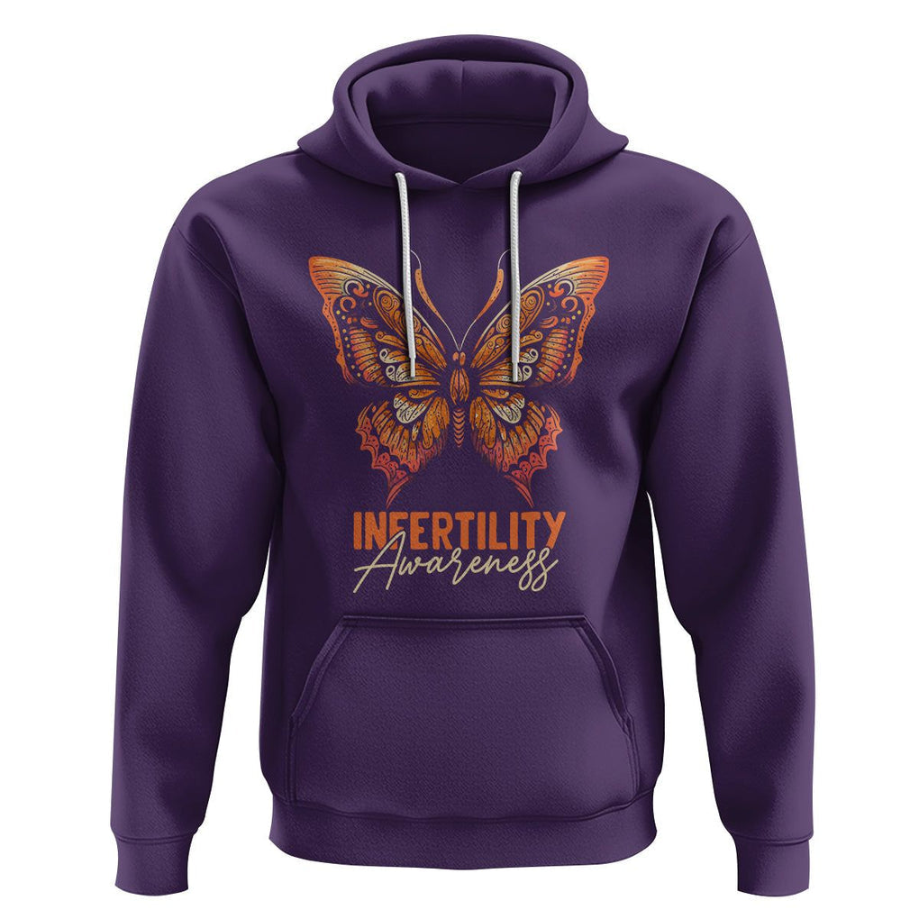 Infertility Awareness Hoodie IVF Orange Week Support Squad Butterfly TS02 Purple Printyourwear