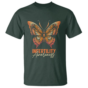 Infertility Awareness T Shirt IVF Orange Week Support Squad Butterfly TS02 Dark Forest Green Printyourwear
