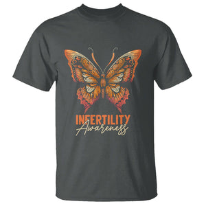 Infertility Awareness T Shirt IVF Orange Week Support Squad Butterfly TS02 Dark Heather Printyourwear