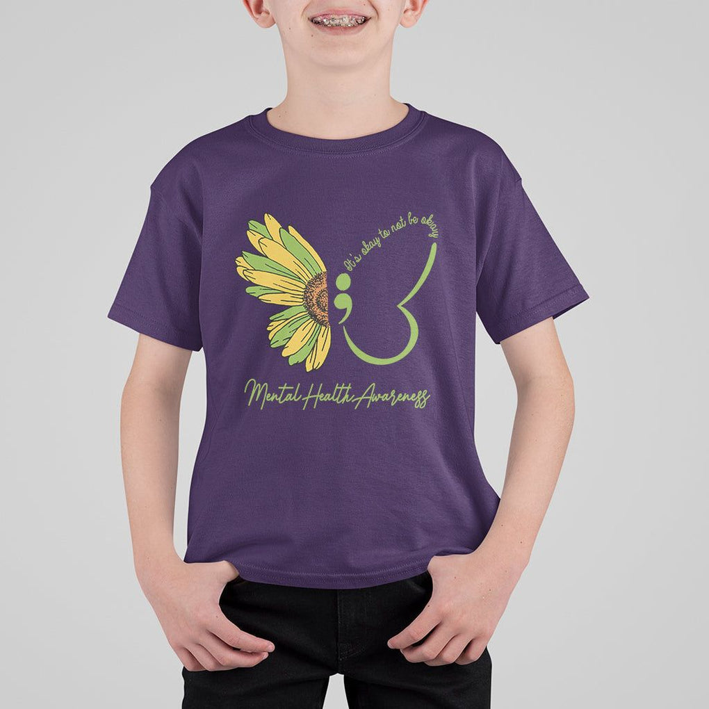 Mental Health Matters T Shirt For Kid Mental Health Awareness Butterfly Its Okay To Not Be Okay TS02 Purple Printyourwear