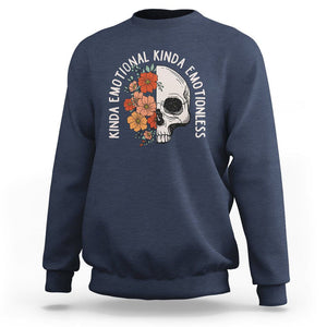 Mental Health Matters Sweatshirt Kinda Emotional Kinda Emotionless Floral Skull Inspirational TS02 Navy Printyourwear