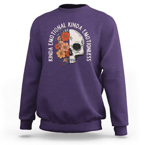 Mental Health Matters Sweatshirt Kinda Emotional Kinda Emotionless Floral Skull Inspirational TS02 Purple Printyourwear