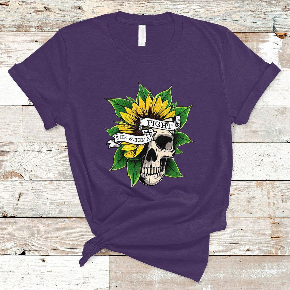 Mental Health Matters T Shirt Fight the Stigma Flower Skull Support Mental Health Awareness TS02 Purple Printyourwear