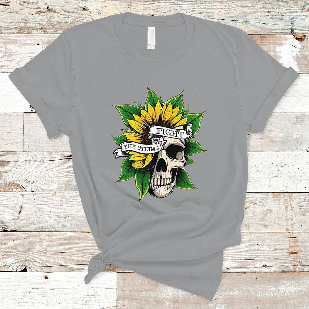 Mental Health Matters T Shirt Fight the Stigma Flower Skull Support Mental Health Awareness TS02 Sport Gray Printyourwear