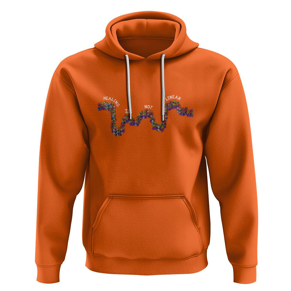Mental Health Matters Hoodie Healing Is Not Linear Mental Health Awareness Flowers Linear TS02 Orange Printyourwear