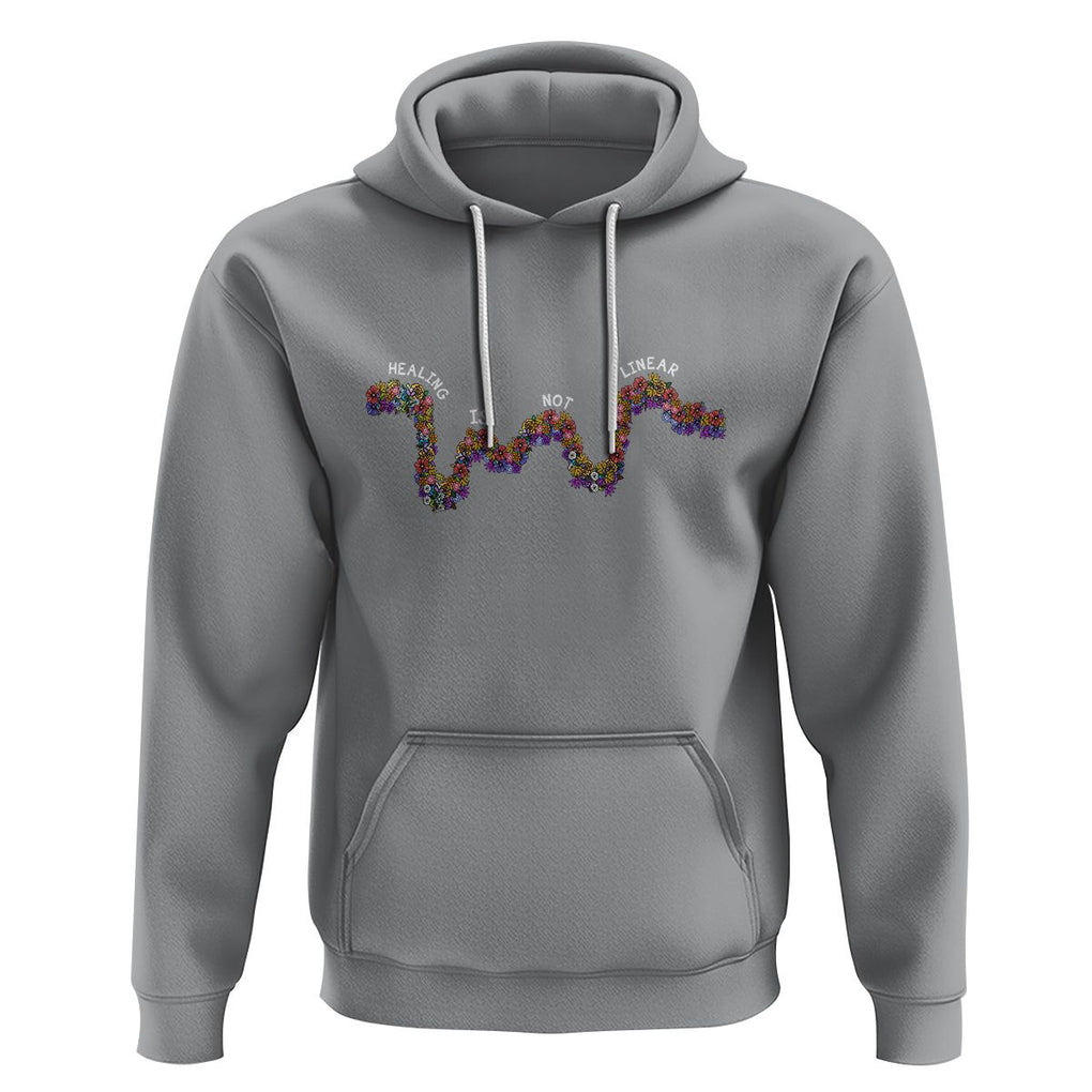 Mental Health Matters Hoodie Healing Is Not Linear Mental Health Awareness Flowers Linear TS02 Sport Gray Printyourwear