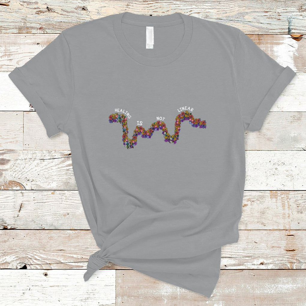 Mental Health Matters T Shirt Healing Is Not Linear Mental Health Awareness Flowers Linear TS02 Sport Gray Printyourwear