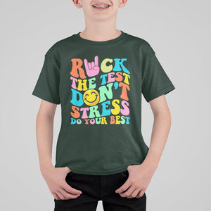 Funny Teacher T Shirt For Kid Teachers Rock The Test Don't Stress Just Do Your Best Funny Testing Day TS02 Dark Forest Green Printyourwear
