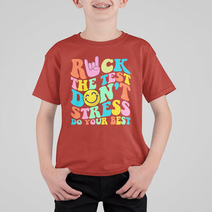 Funny Teacher T Shirt For Kid Teachers Rock The Test Don't Stress Just Do Your Best Funny Testing Day TS02 Red Printyourwear