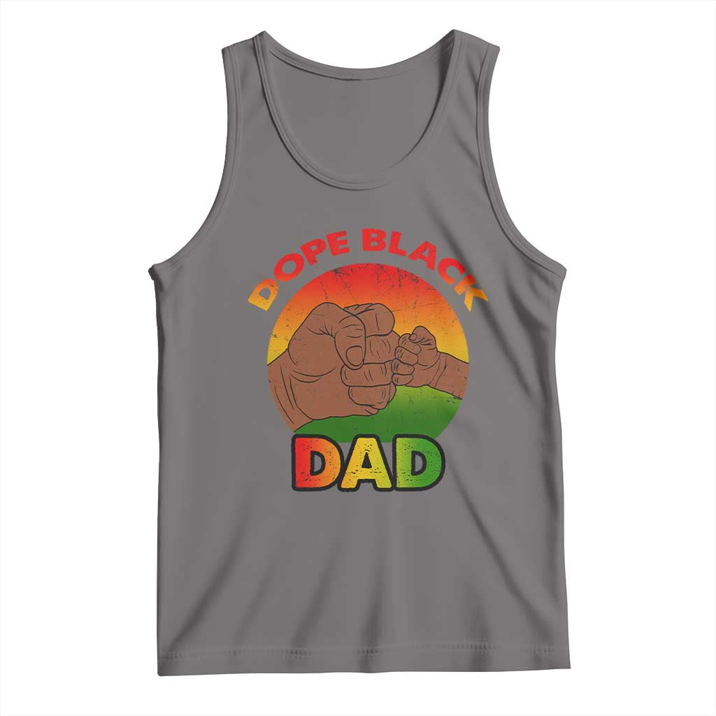 Dope Black Dad Tank Top Fist Bump Retro Vintage Father's Day Gift TS02 Deep Heather Print Your Wear