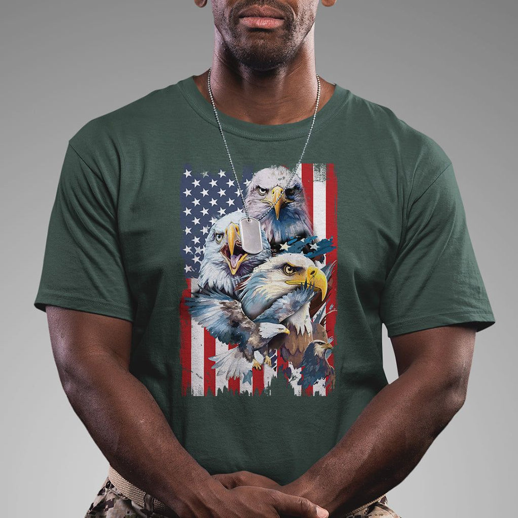Patriotic American Eagle T Shirt US Flag US Pride Patriotic Spirit TS02 Dark Forest Green Print Your Wear
