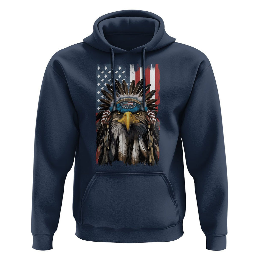 Native American Eagle Hoodie Patriotic US Flag 4th of July TS02 Navy Print Your Wear