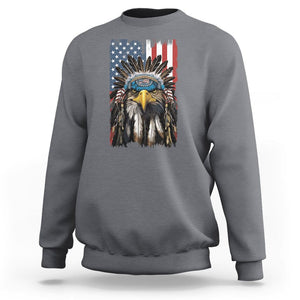 Native American Eagle Sweatshirt Patriotic US Flag 4th of July TS02 Charcoal Print Your Wear