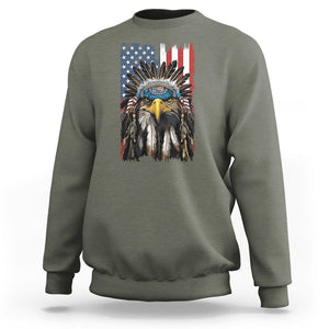 Native American Eagle Sweatshirt Patriotic US Flag 4th of July TS02 Military Green Print Your Wear