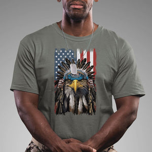Native American Eagle T Shirt Patriotic US Flag 4th of July TS02 Military Green Print Your Wear