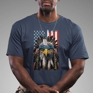 Native American Eagle T Shirt Patriotic US Flag 4th of July TS02 Navy Print Your Wear