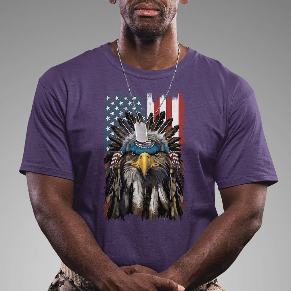 Native American Eagle T Shirt Patriotic US Flag 4th of July TS02 Purple Print Your Wear