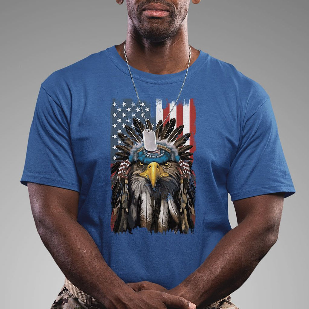 Native American Eagle T Shirt Patriotic US Flag 4th of July TS02 Royal Blue Print Your Wear