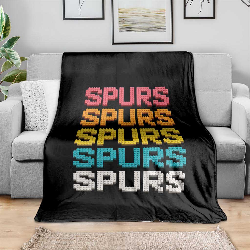 Retro Stacked Block Spurs Name Colorful Toy Brick Throw Blanket for Sports Fan TS02 Print Your Wear