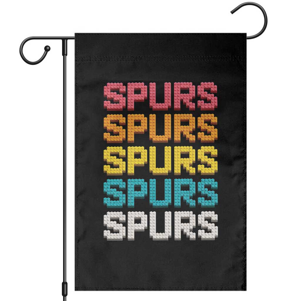 Retro Stacked Block Spurs Name Colorful Toy Brick Garden Flag for Sports Fan TS02 Black Print Your Wear