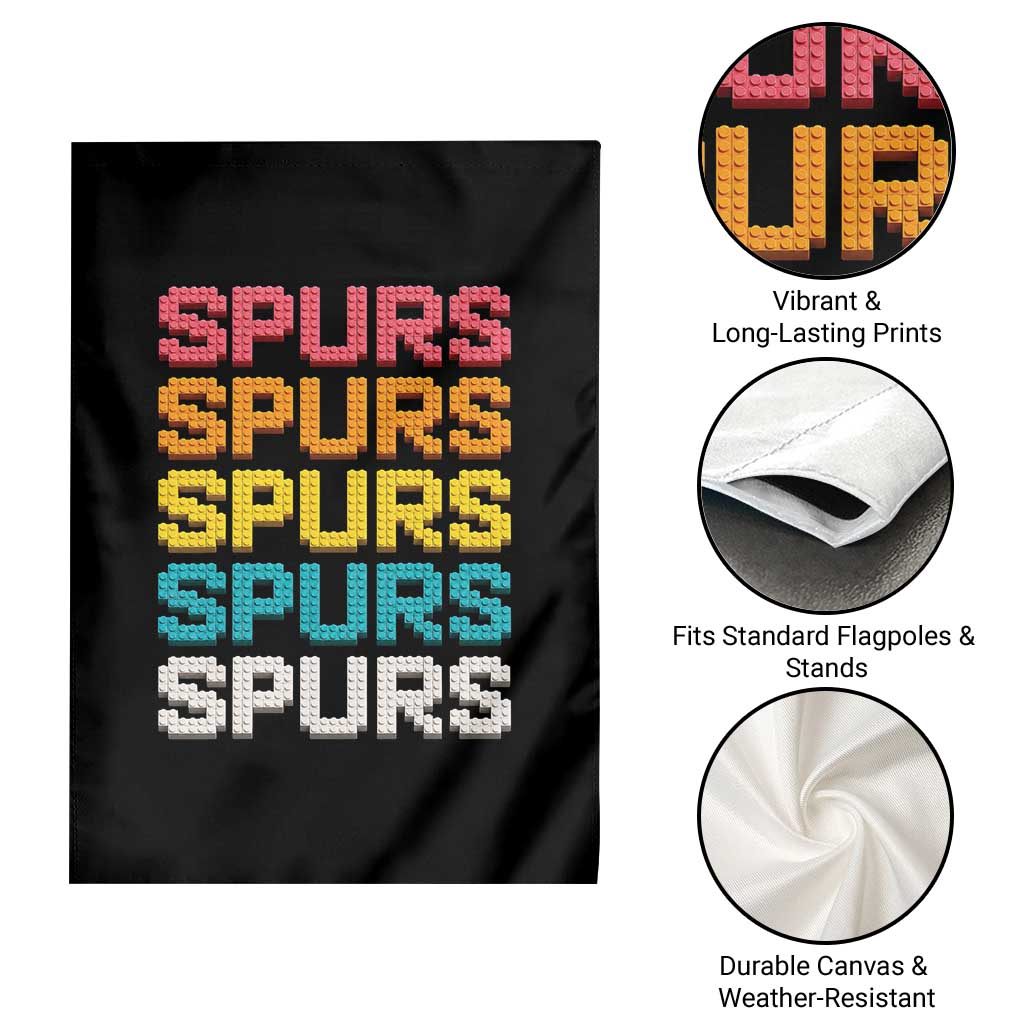 Retro Stacked Block Spurs Name Colorful Toy Brick Garden Flag for Sports Fan TS02 Print Your Wear