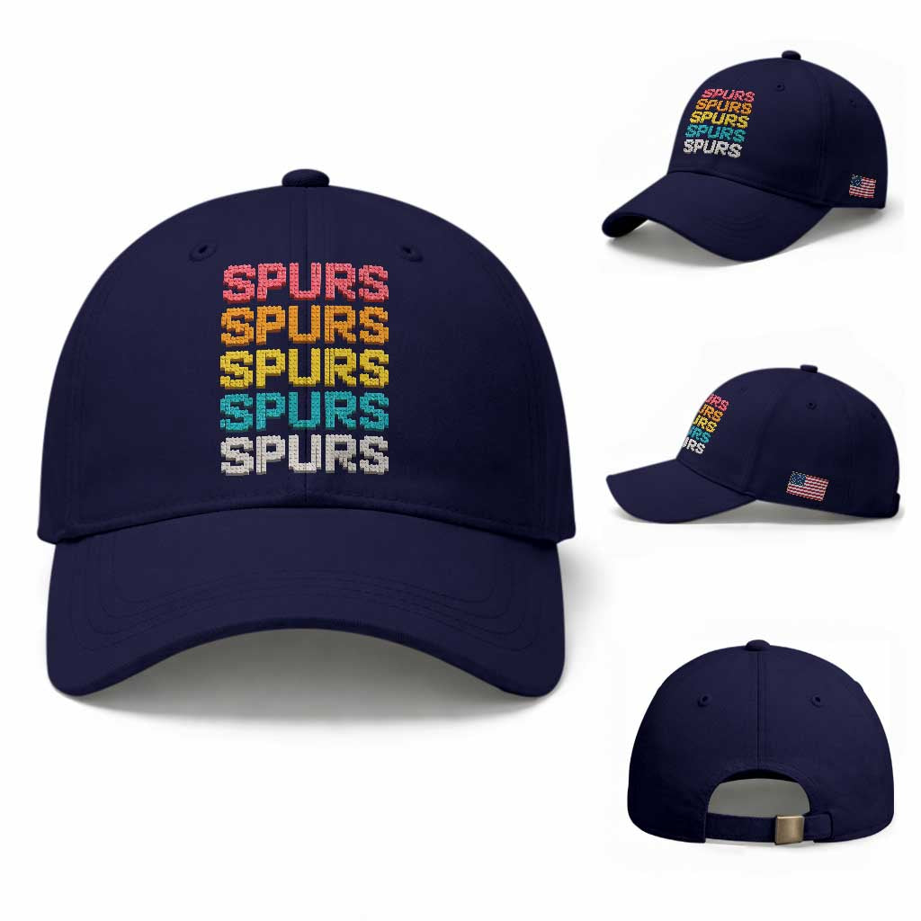 Retro Stacked Block Spurs Name Colorful Toy Brick Baseball Cap for Sports Fan TS02 Baseball Cap Universal Fit Dark Blue Print Your Wear